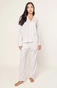 Women’s Pima Pajama Set in Camel Ticking