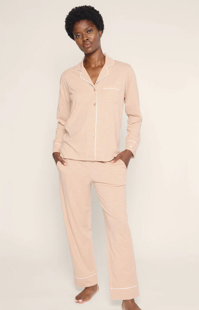 Women’s Pima Pajama Set in Camel