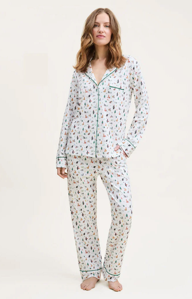 Women’s Pima Pajama Set in Merry Meow