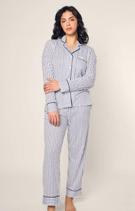 Women’s Pima Pajama Set in Navy French Ticking