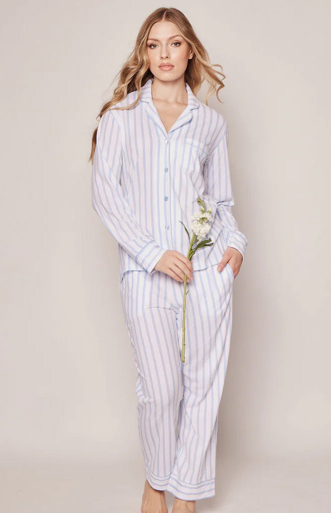 Women’s Pima Pajama Set in Periwinkle Stripe