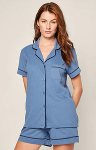 Women’s Pima Short Sleeve Short Set in Mystique Blue