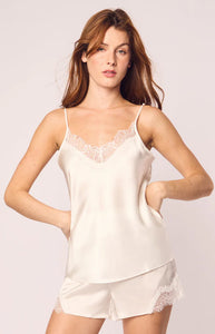 Women’s Silk Lace Cami Short Set in White