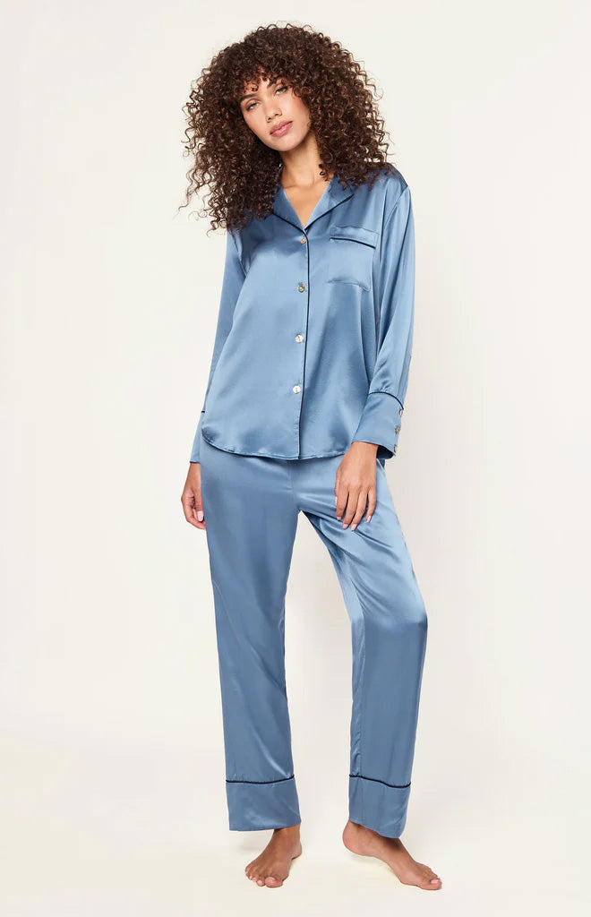 Women’s Silk Pajama Set in Mystique Blue