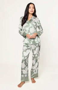 Women’s Silk Pajama Set in Sage Bloom