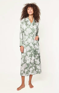 Women’s Silk Robe in Sage Bloom