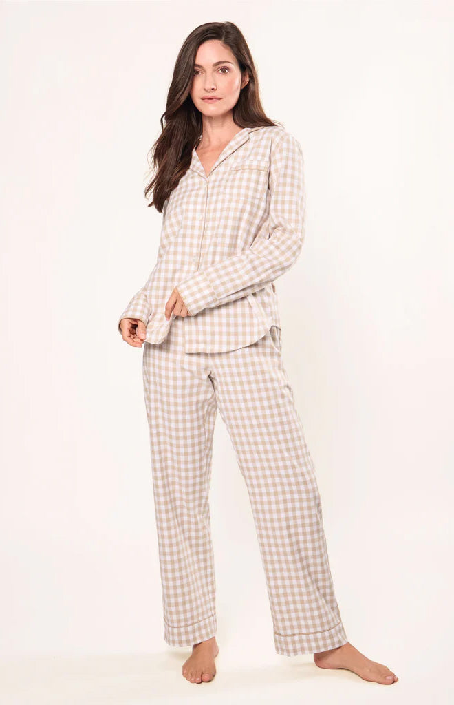 Women’s Twill Pajama Set in Camel Gingham