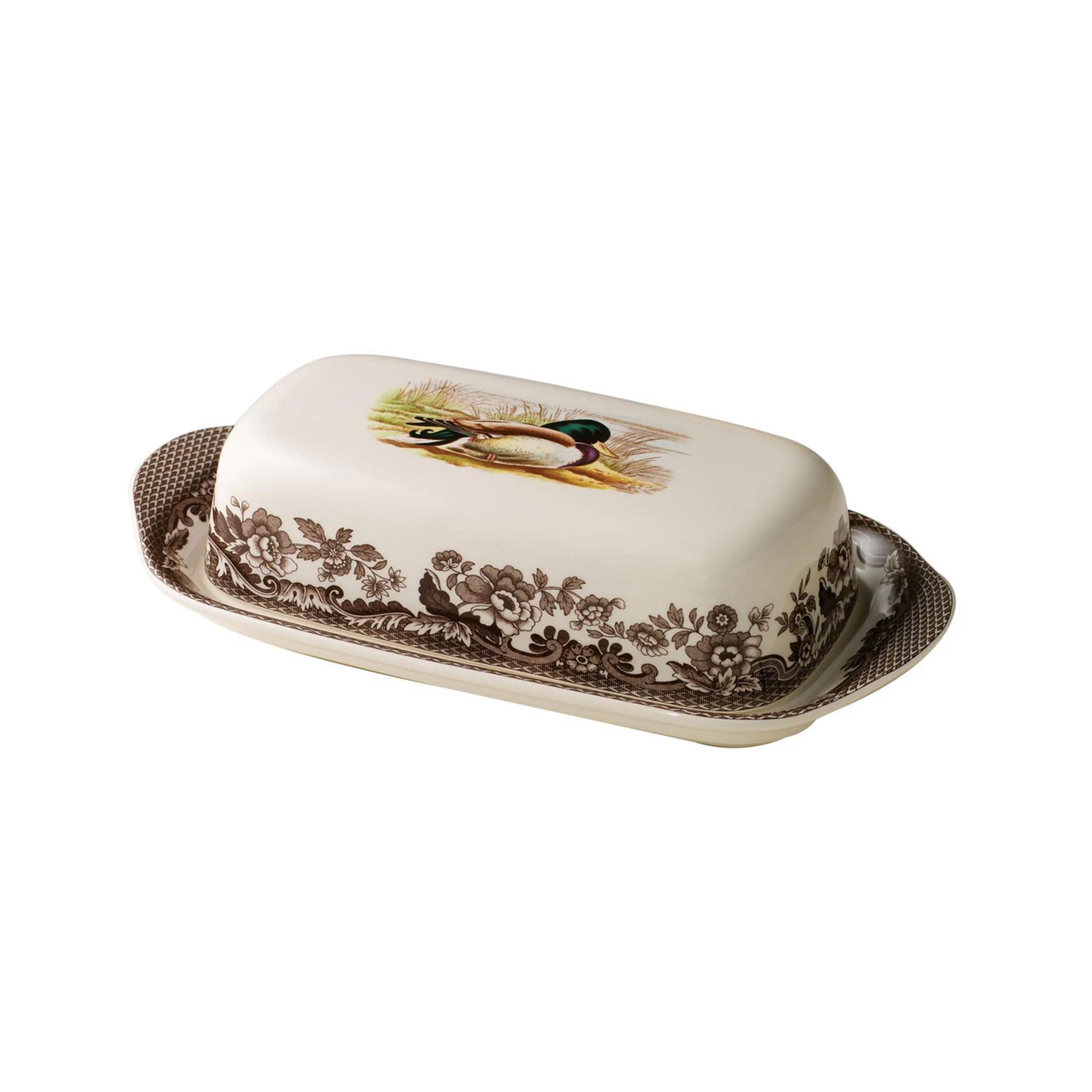 Woodland Covered Butter Dish with Mallard
