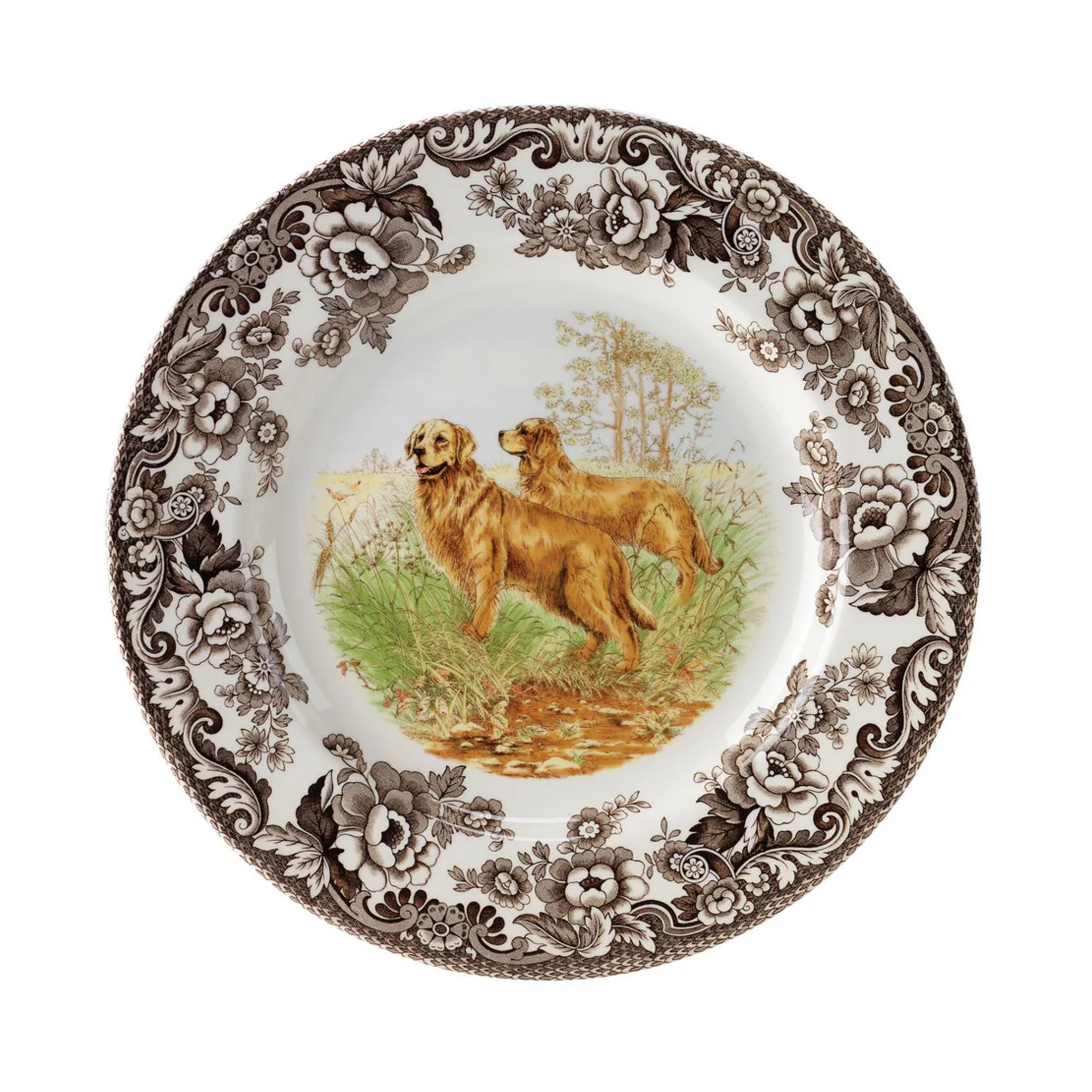 Woodland Dogs Dinner Plate with Golden Retriever