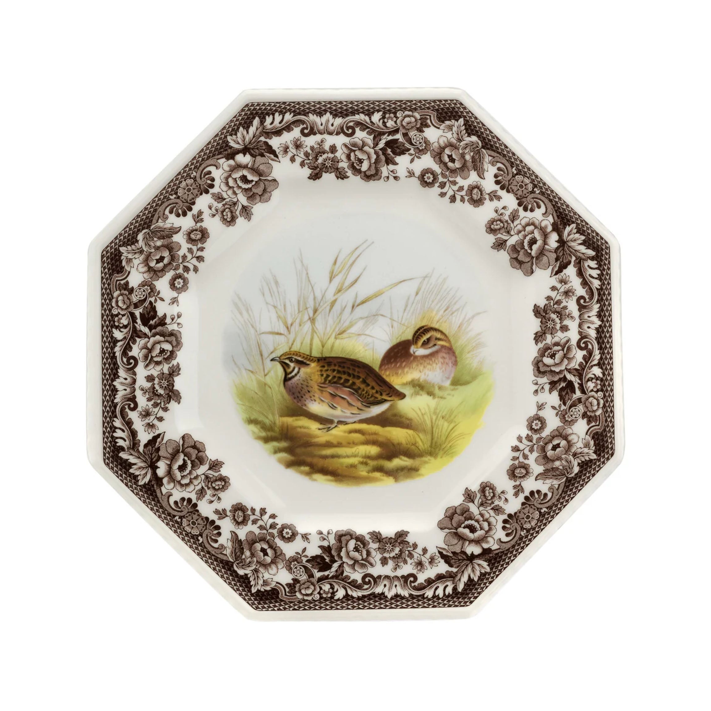 Woodland Octagonal Plate with Quail