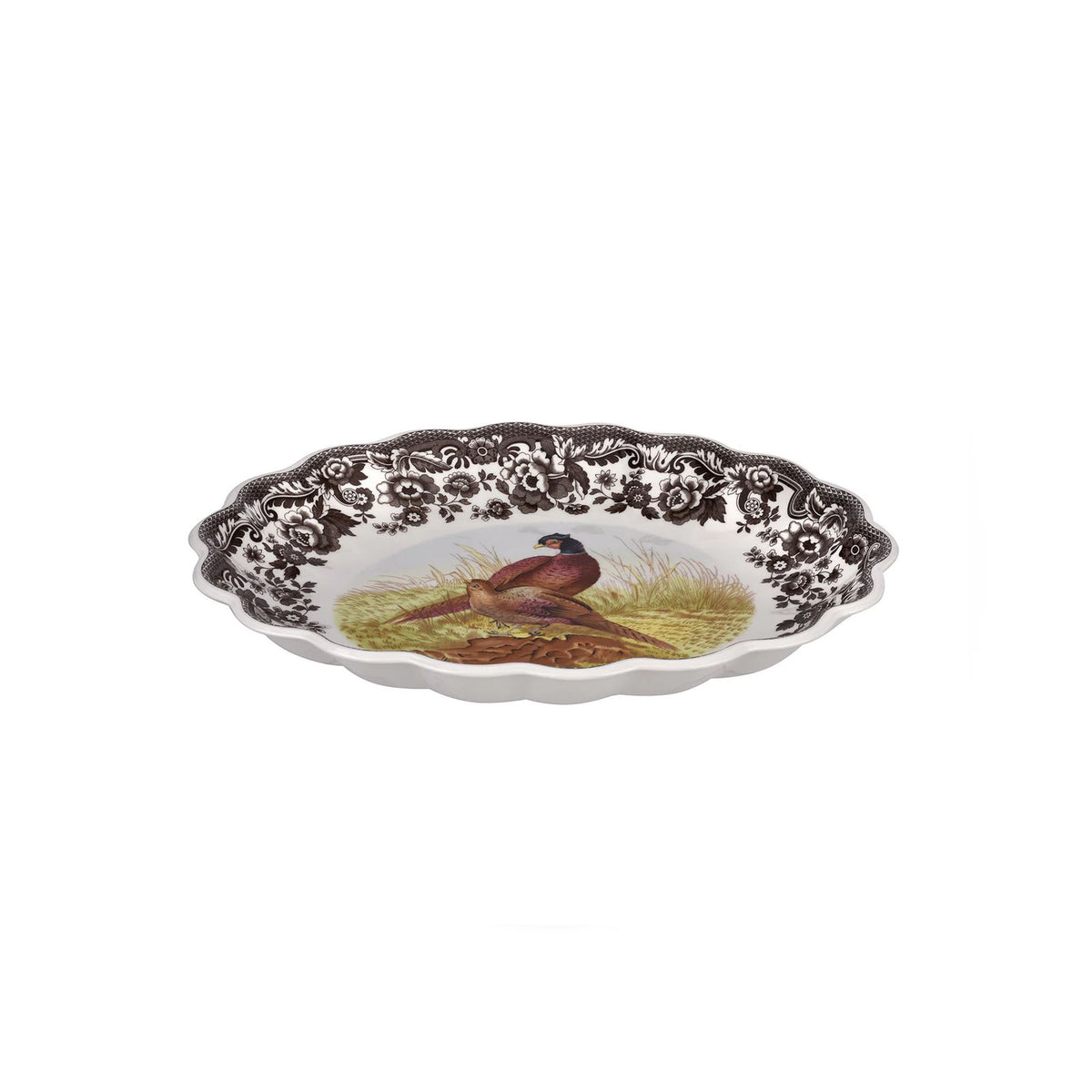 Woodland Oval Fluted Dish with Pheasant