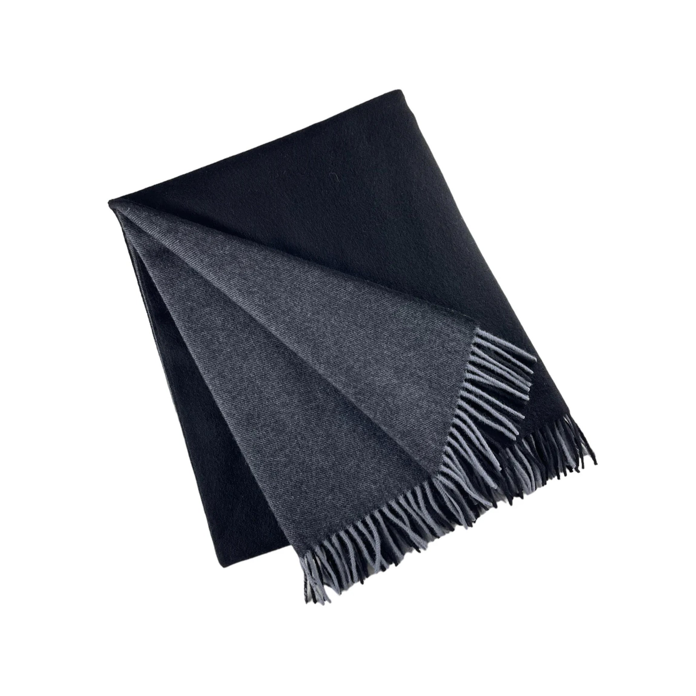 Wool Two Tone Throw with Fringe