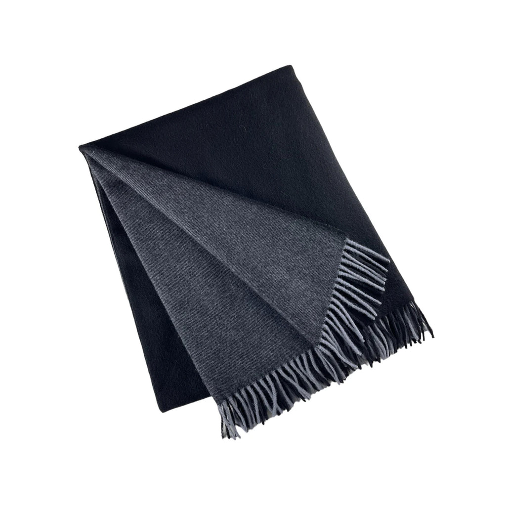 Wool Two Tone Throw with Fringe