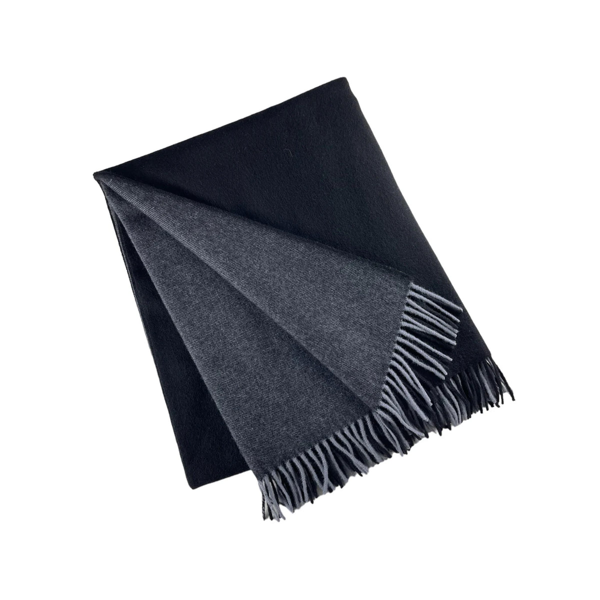 Wool Two Tone Throw with Fringe