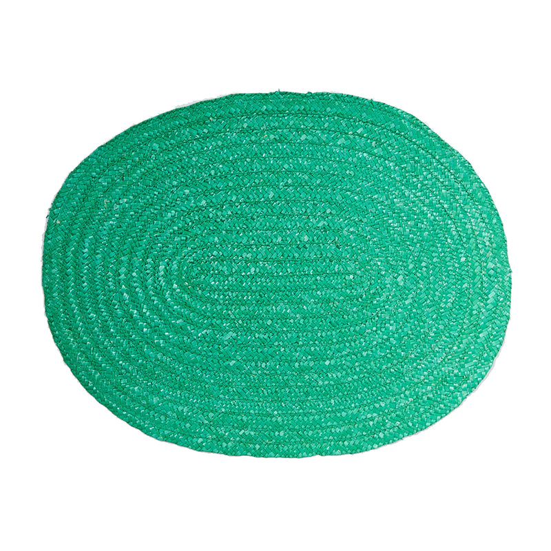 Woven Raffia Placemat in Green
