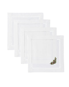 Wreath Snow Cocktail Napkins, Set of 4