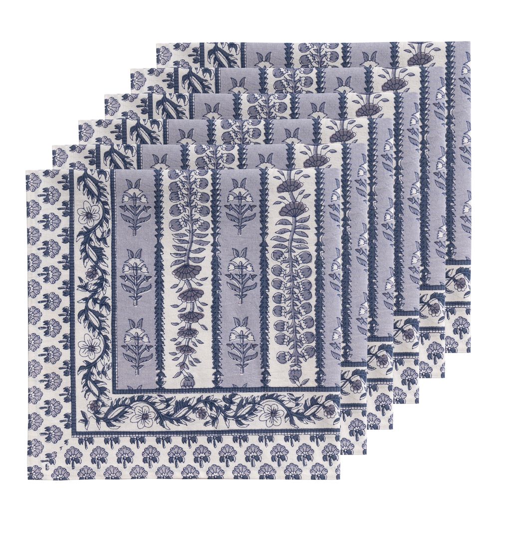 Provence Avignon Napkins in Blue & Marine , Set of 6