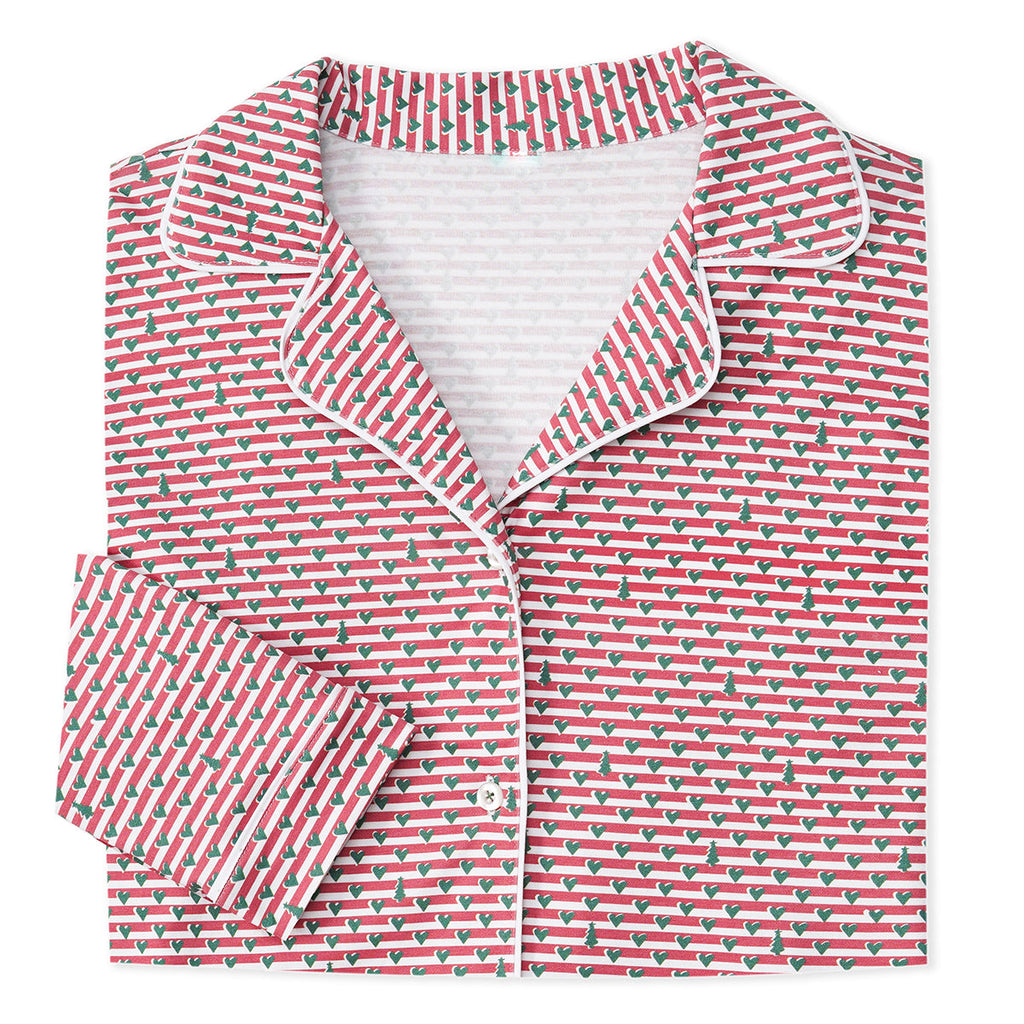 Christmas Tree Stripe Women's Pajama Top