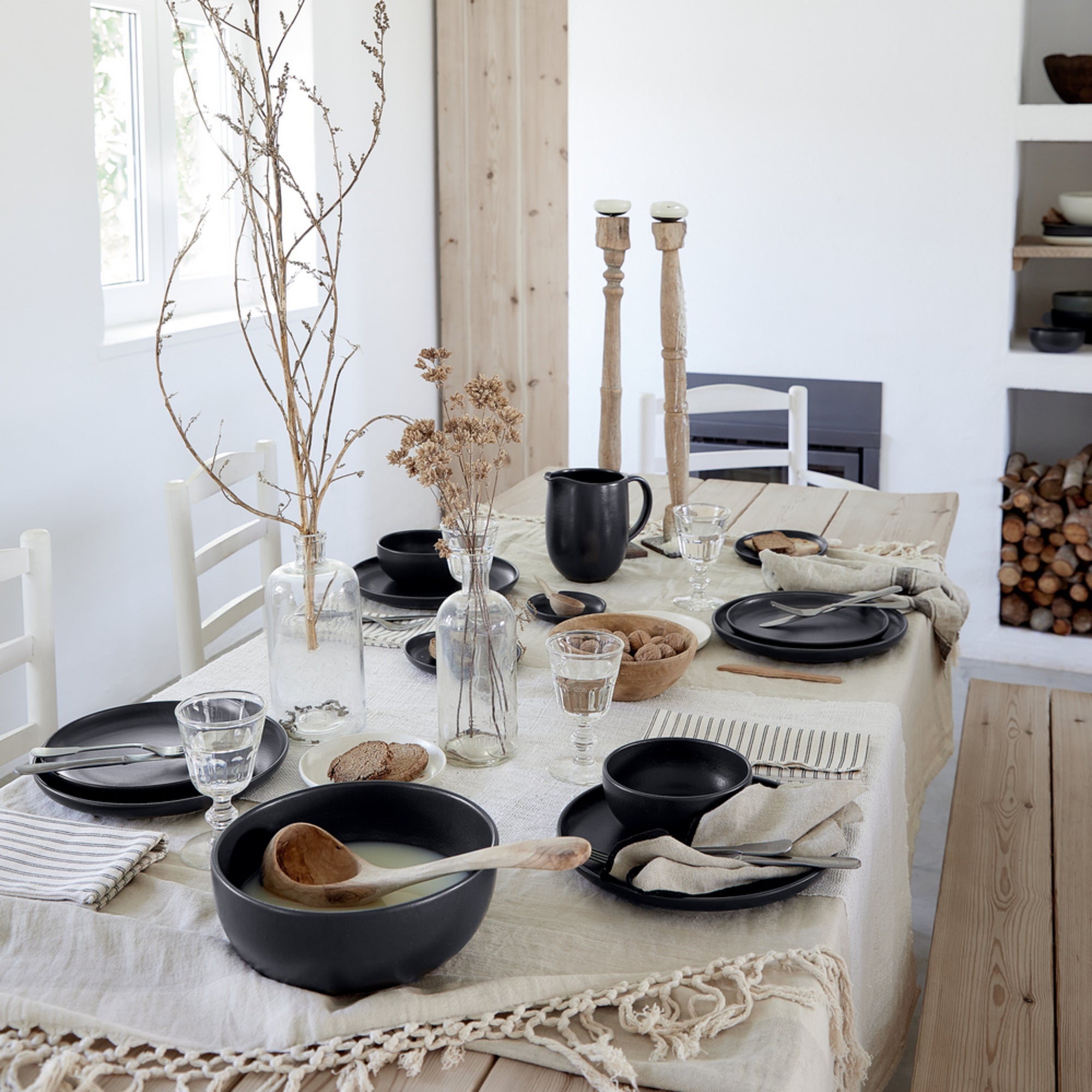 Pacifica Collection Coffee Cups & Saucers in Seed Grey, Set of 6