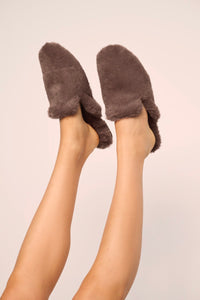 Plush Slipper in Deep Taupe