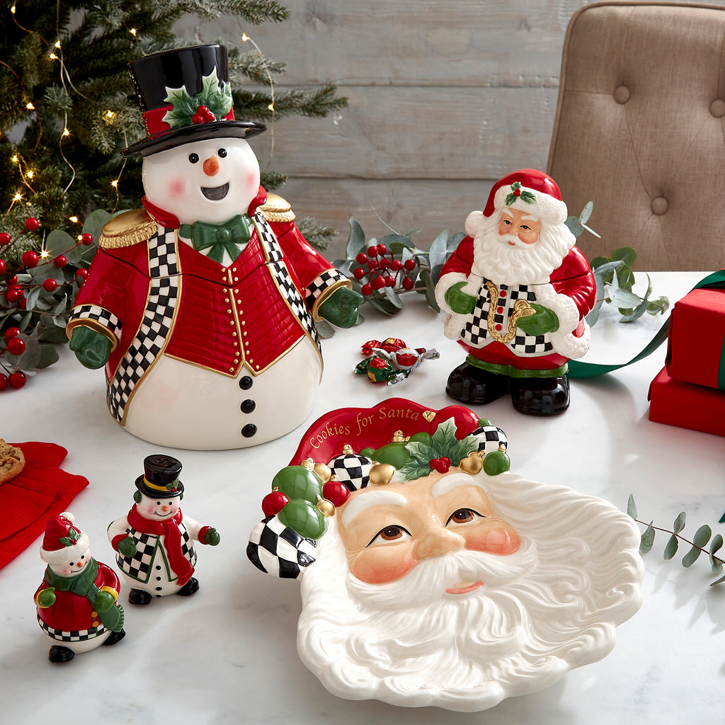 Christmas Tree Black & White 12" Santa Plate