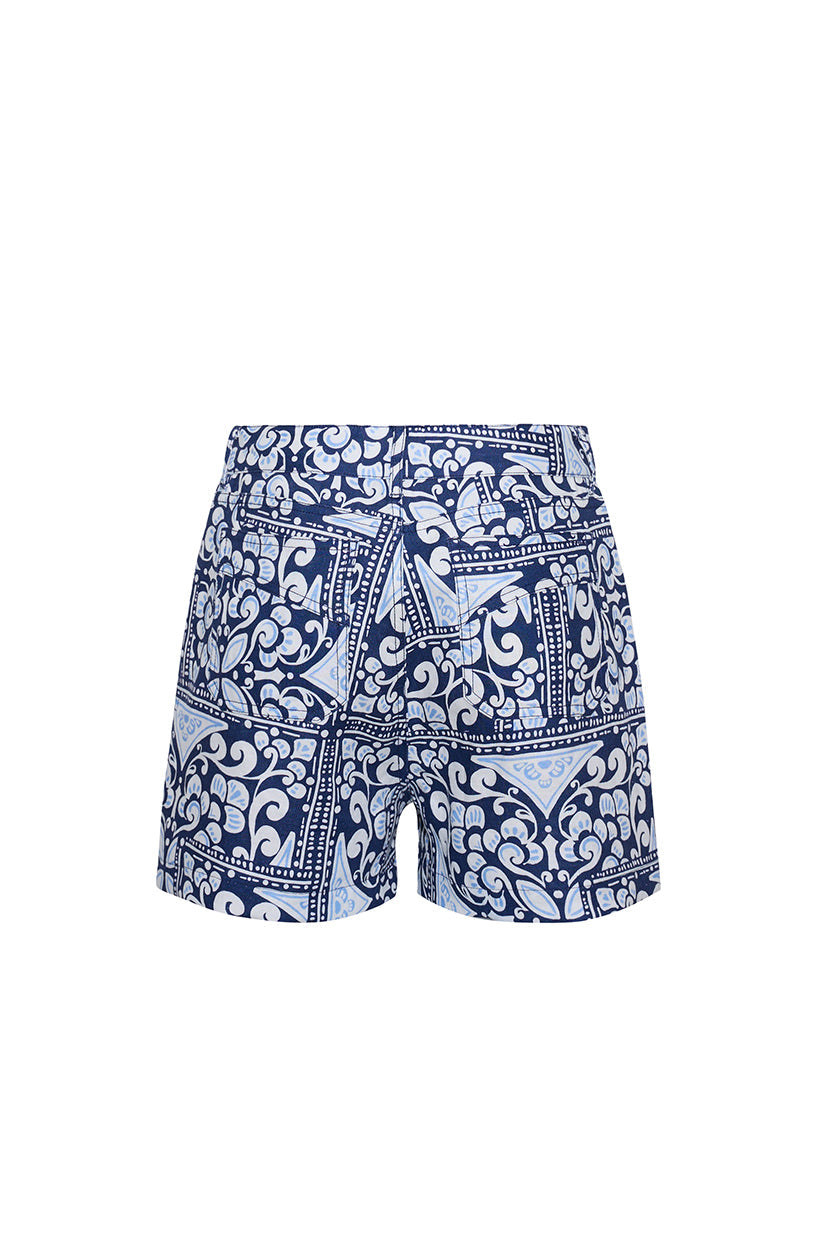 Xenia Short in Heart Tile Navy