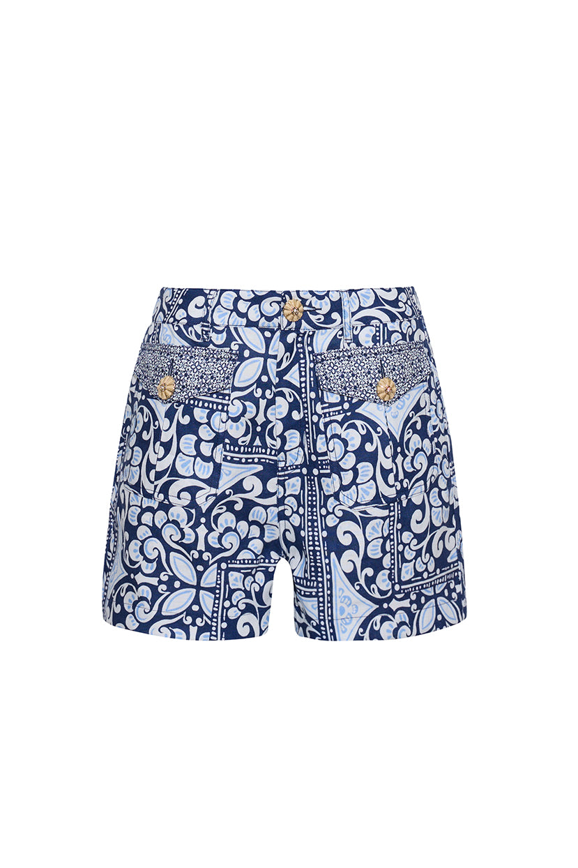 Xenia Short in Heart Tile Navy