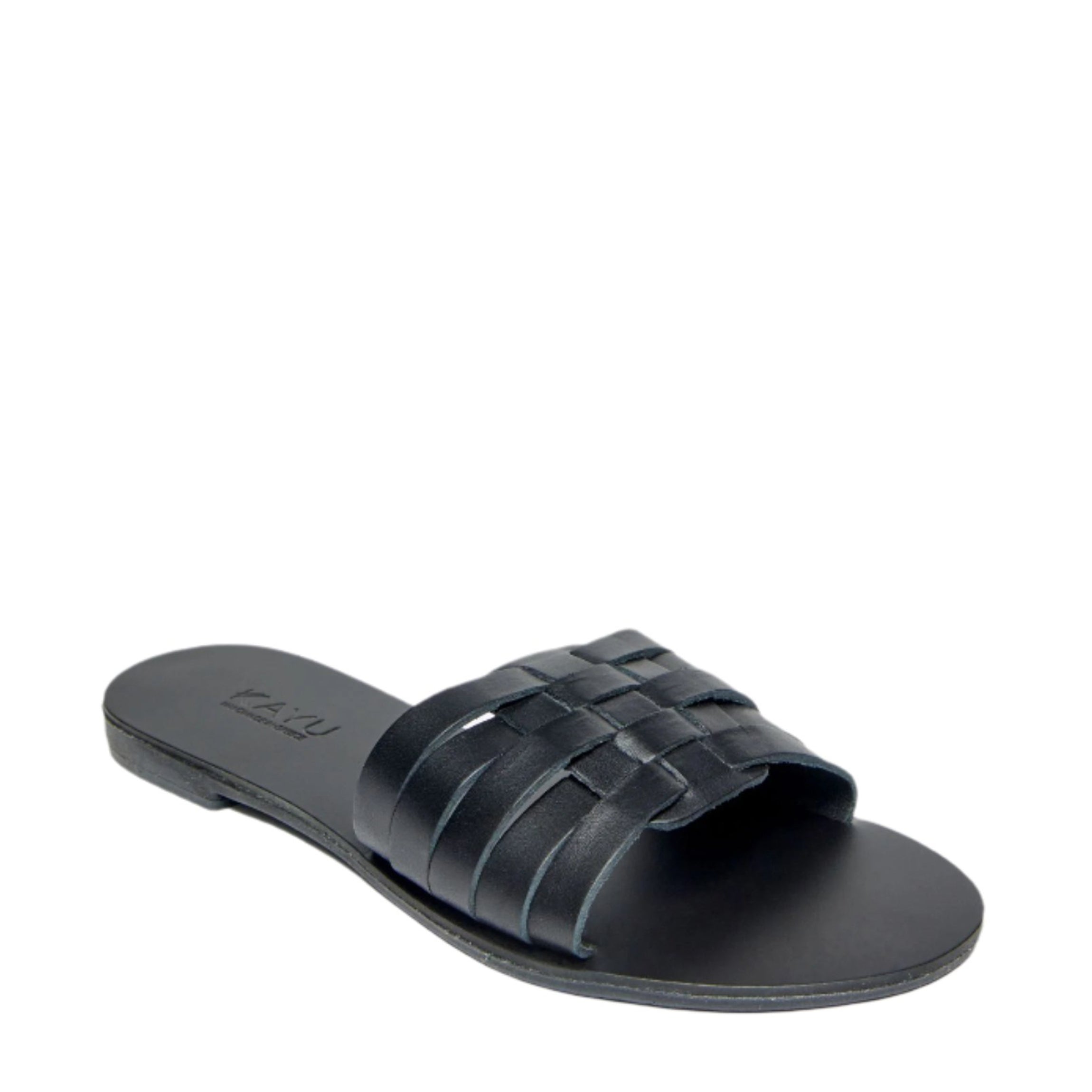 Xenia Vegetable Tanned Leather Sandal in Black