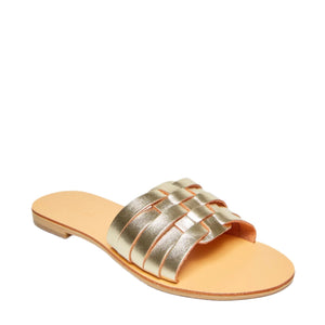 Xenia Vegetable Tanned Leather Sandal in Gold