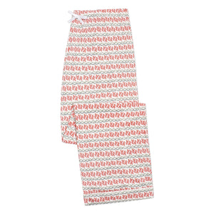 Front view of Christmas Lobster women’s pajama pants showcasing red lobster and evergreen garland print on white background