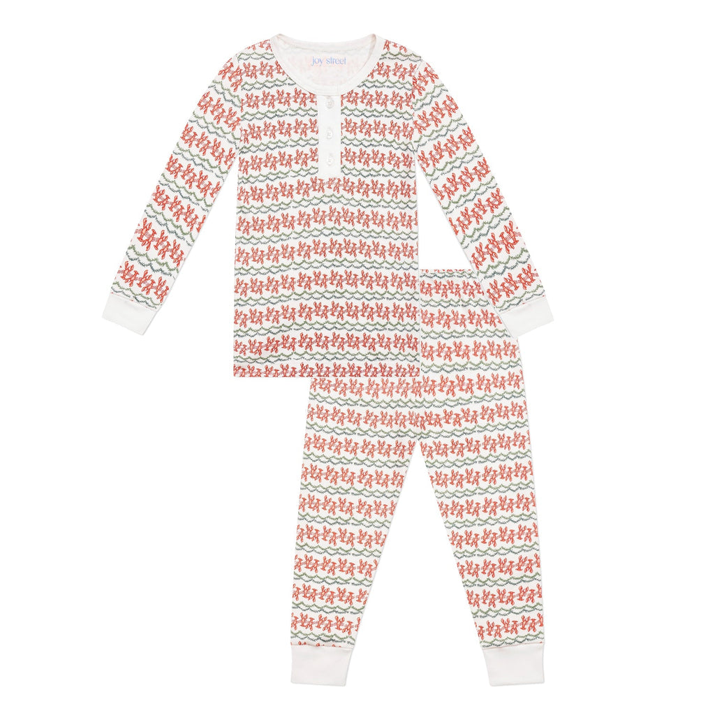Christmas Lobsters Kids Henley Pajamas, Set of 2