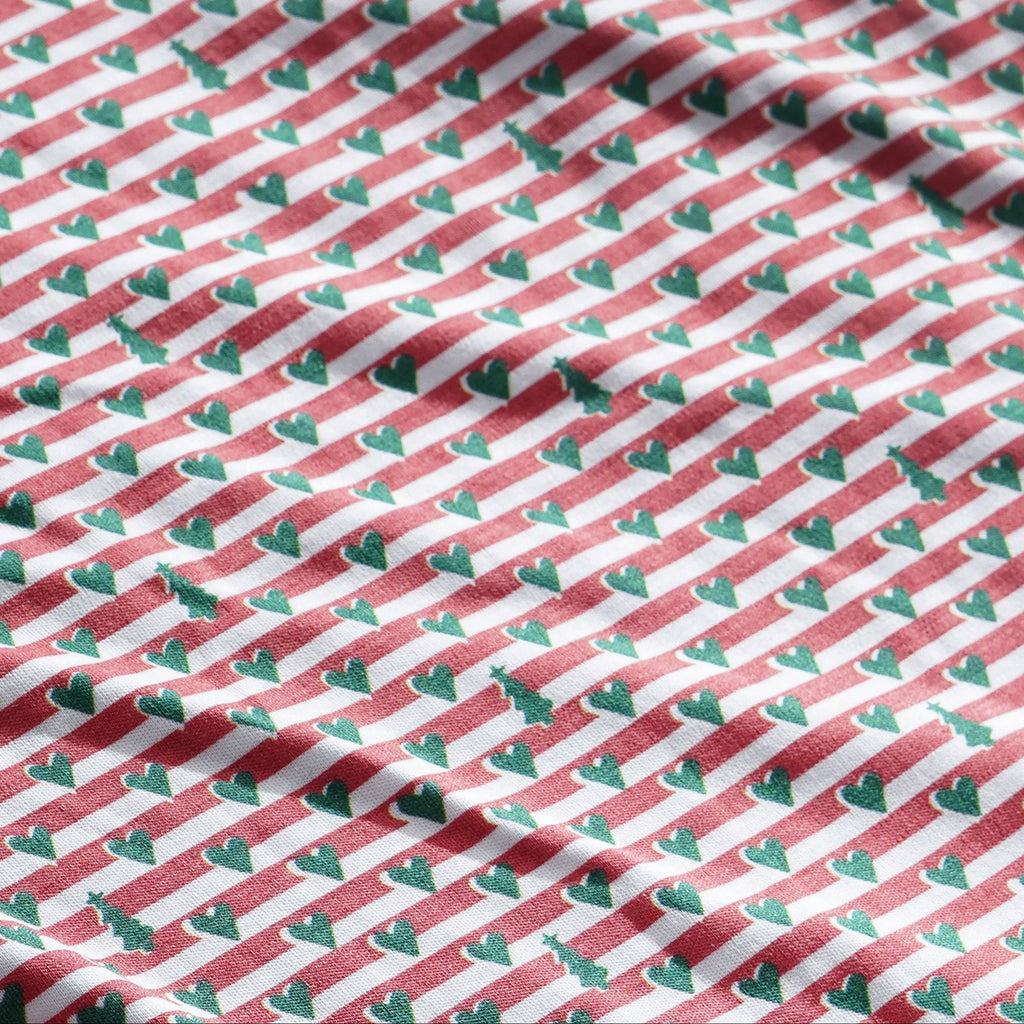 Christmas Heart Stripe Print 