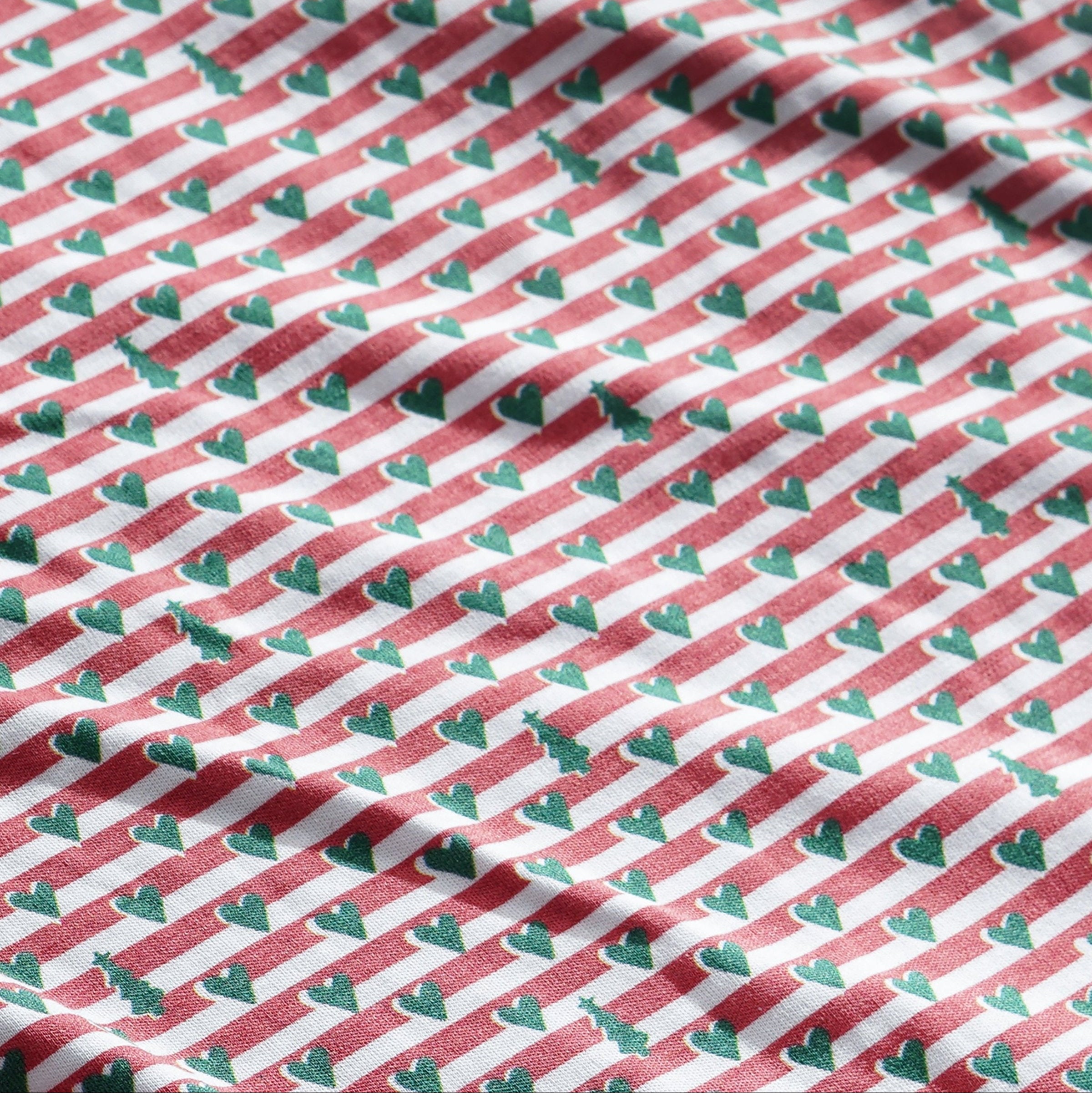 Christmas Heart Stripe Print 