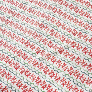 Red and green lobster and evergreen garland print swatch