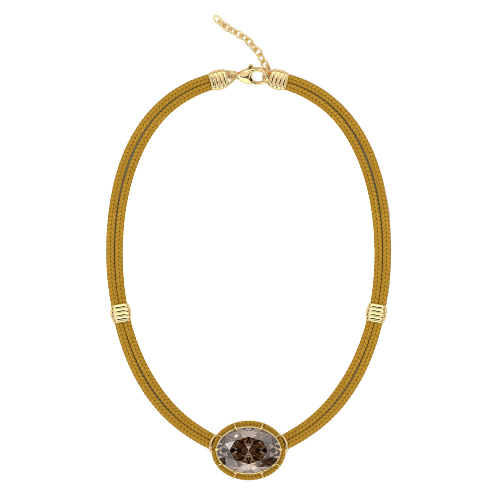 Brown Topaz Silk Cord Pendant, Ochre Cord