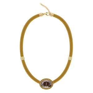 Brown Topaz Silk Cord Pendant, Ochre Cord
