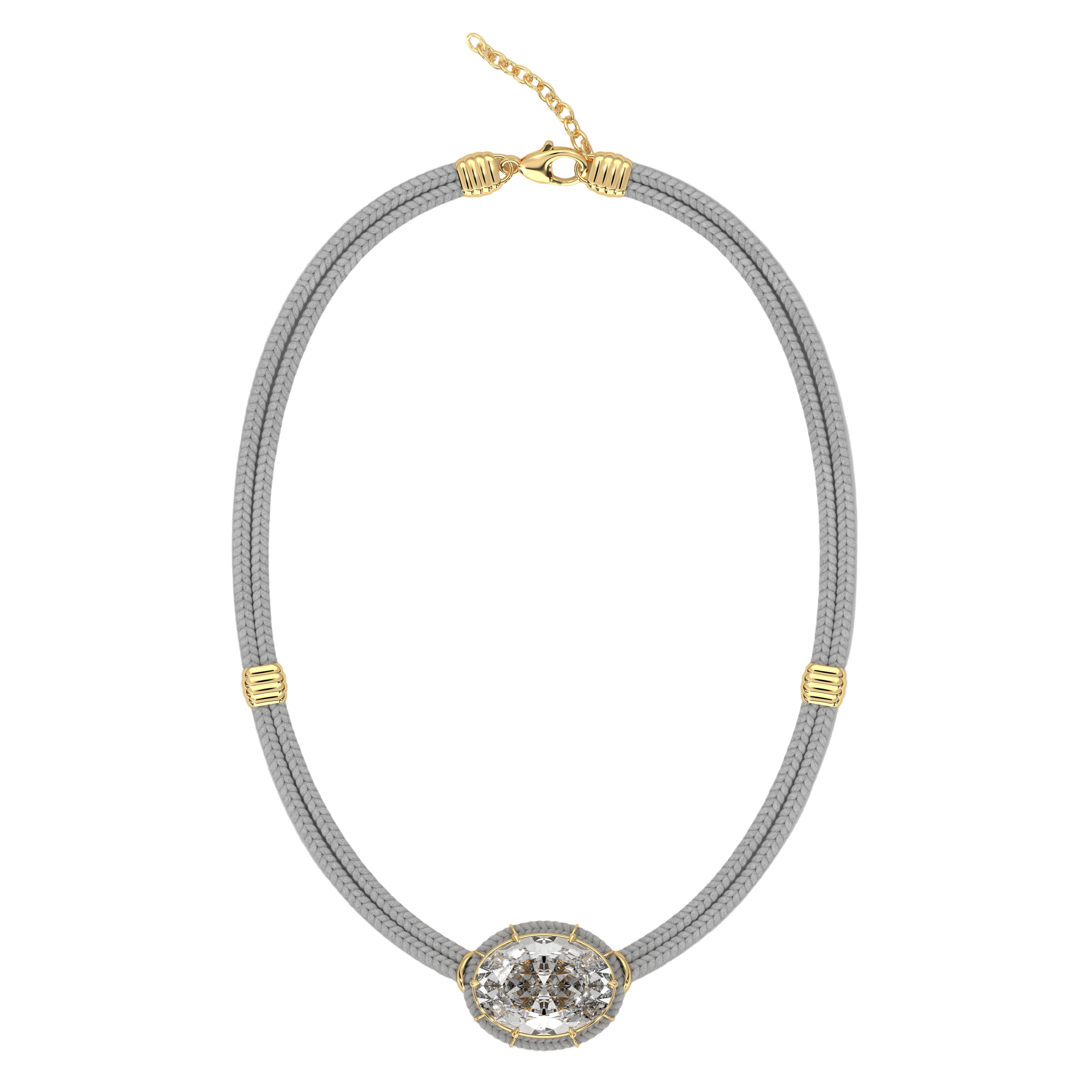 White Topaz Silk Cord Pendant, Light Gray Cord