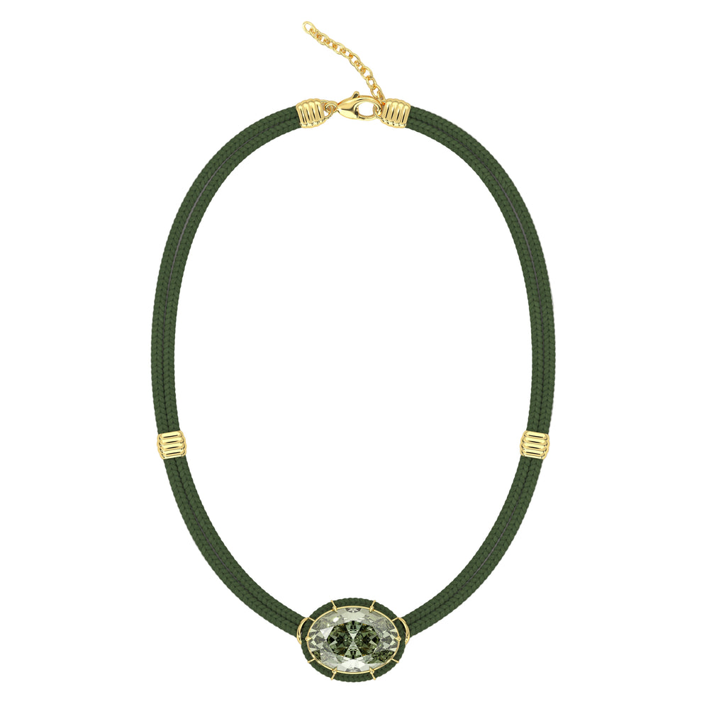 Green Amethyst Silk Cord Pendant, Green Cord
