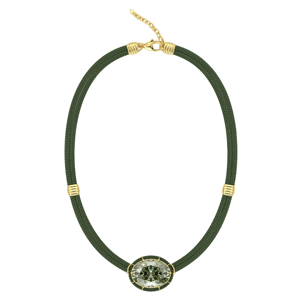 Green Amethyst Silk Cord Pendant, Green Cord