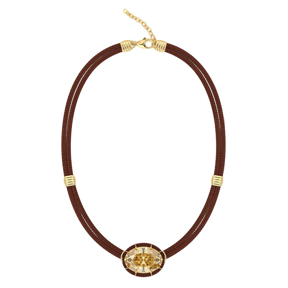 Citrine Silk Cord Pendant, Rust Cord