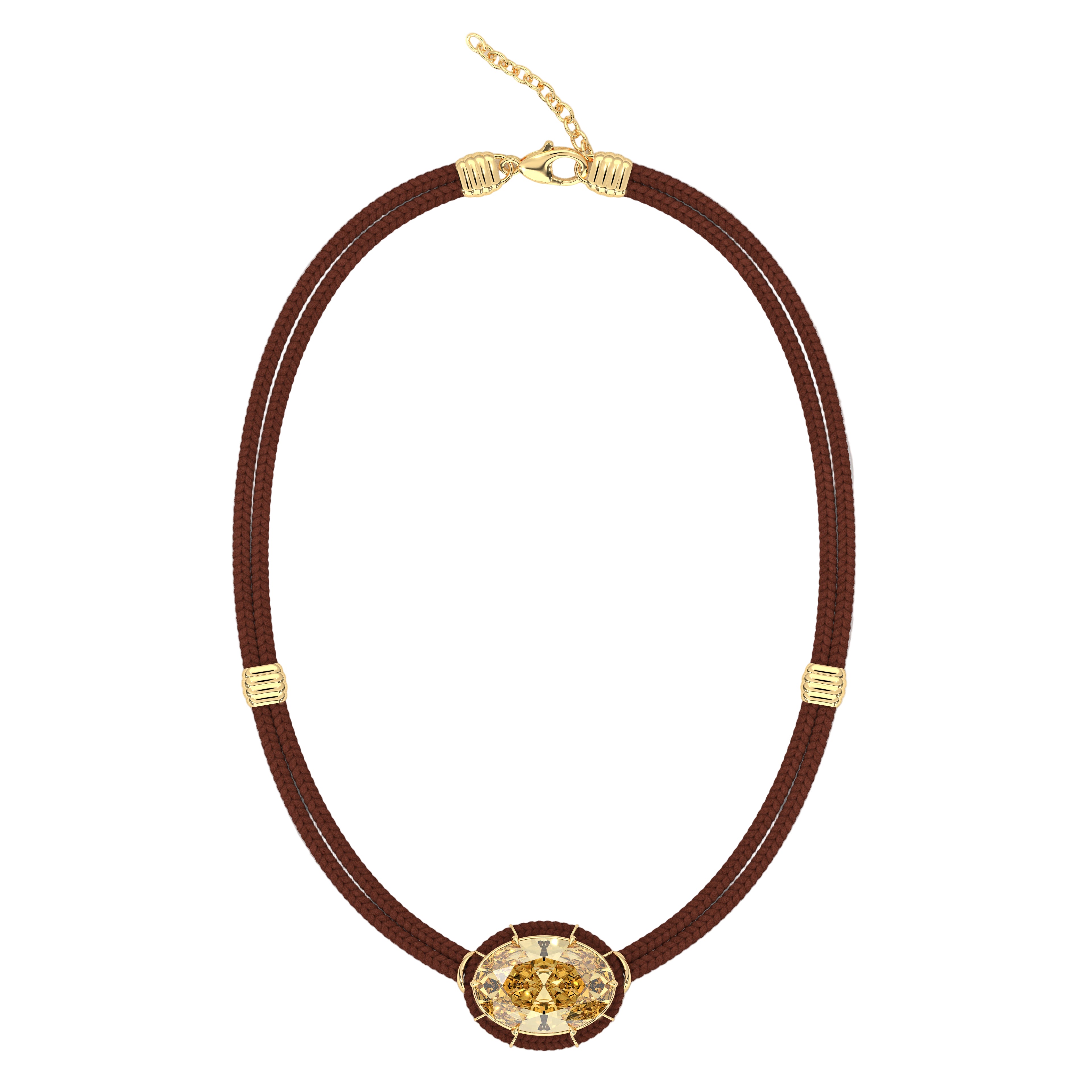 Citrine Silk Cord Pendant, Rust Cord