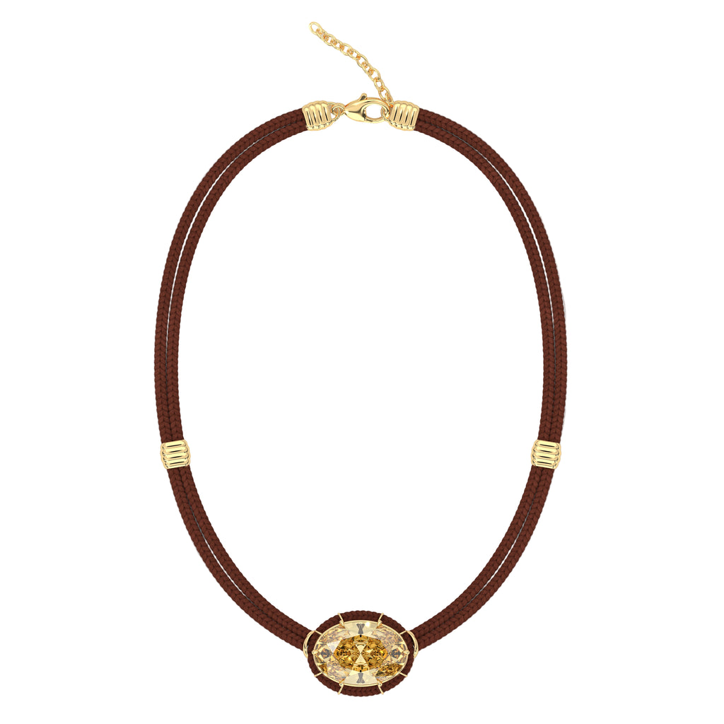 Citrine Silk Cord Pendant, Rust Cord