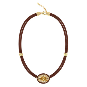 Citrine Silk Cord Pendant, Rust Cord