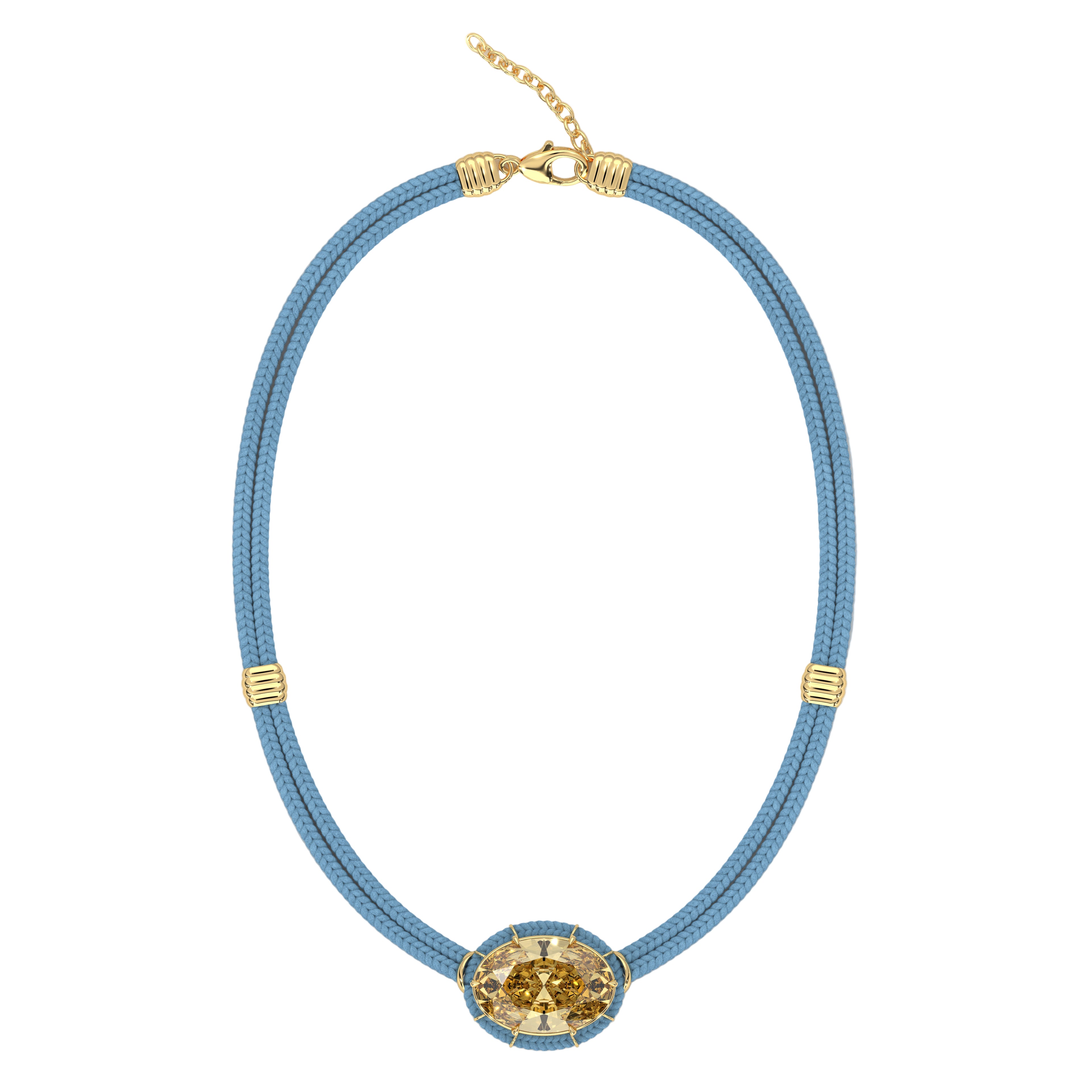 Citrine Silk Cord Pendant, Light Blue Cord