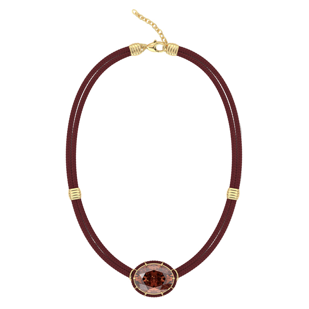 Madeira Garnet Silk Cord Pendant, Rust Cord