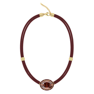 Madeira Garnet Silk Cord Pendant, Rust Cord