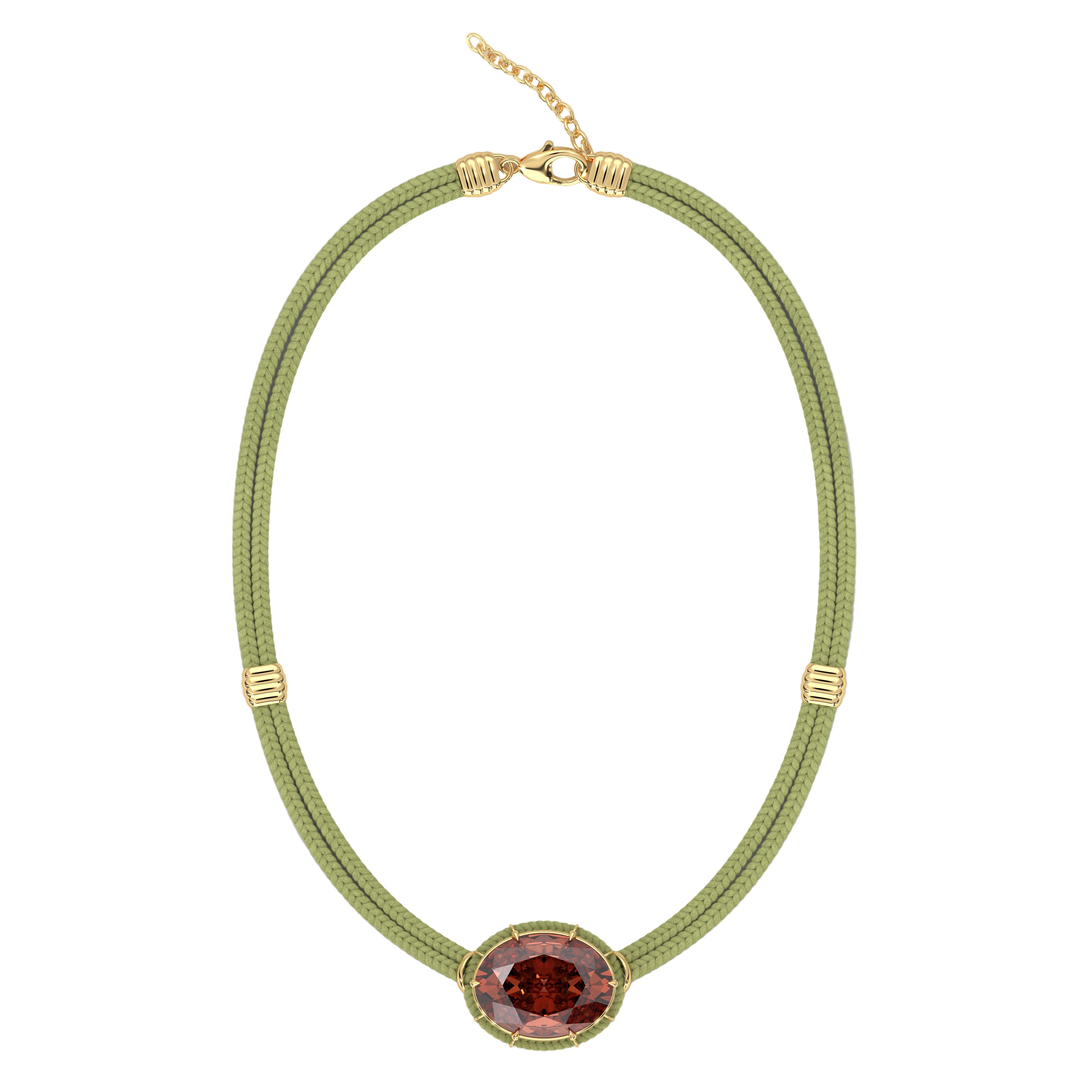 Madeira Citrine Silk Cord Pendant, Lime Green Cord