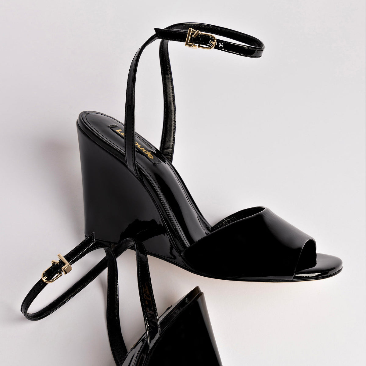 Yves Wedge In Black Patent Leather