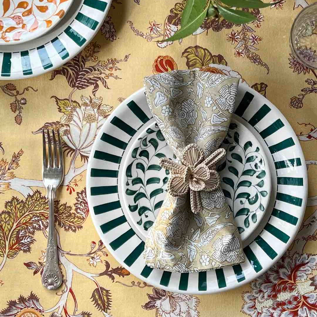 Green Stripes Dinner Plates, Set of 4