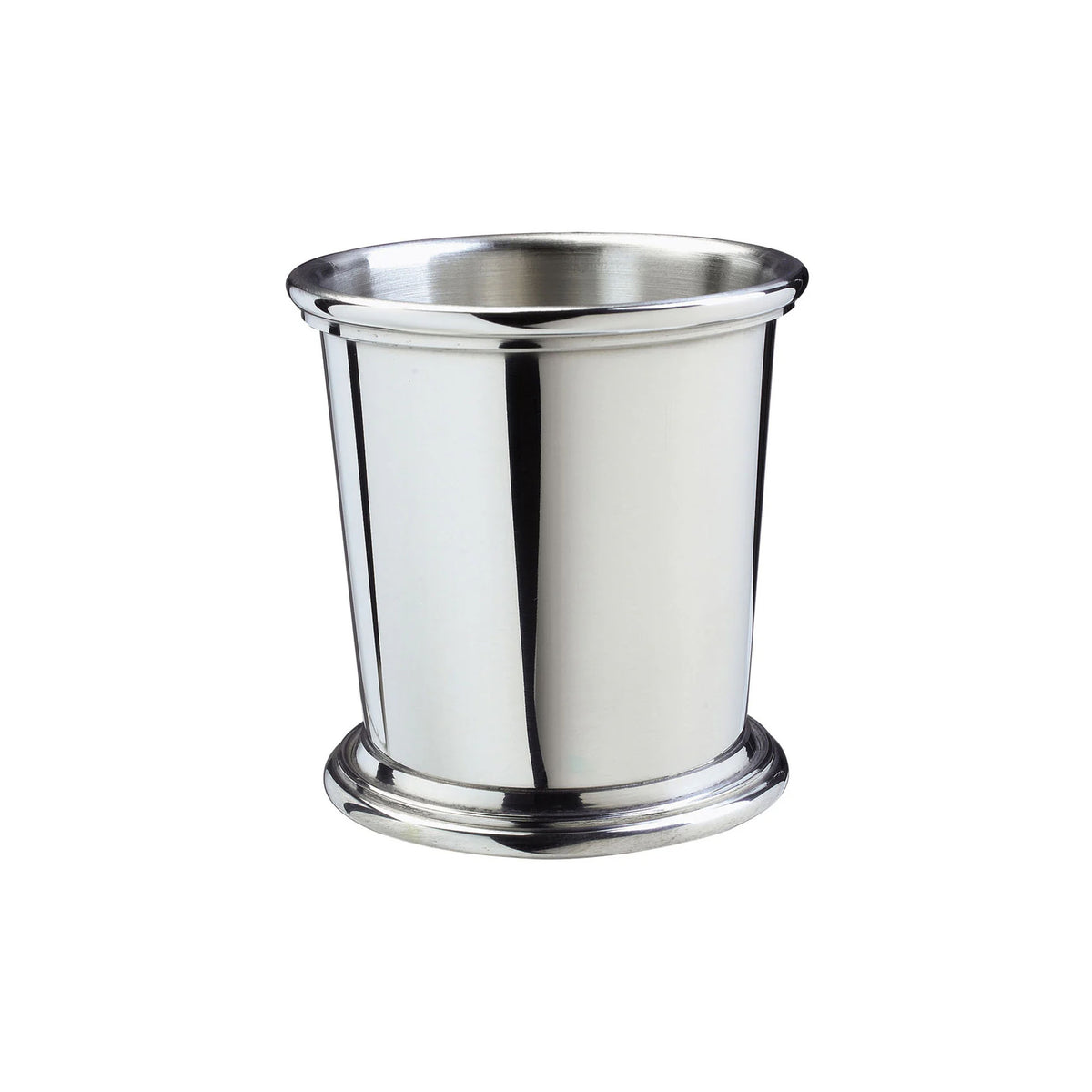 Front view of Youth Cup showing polished pewter finish, flared rim, and pedestal base on white background